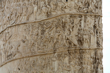 Column of Tajan . Roman triumphal column in Rome, Italy,