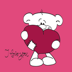 Teddy bear with heart and i love you text 