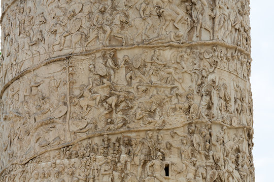 Column of Tajan . Roman triumphal column in Rome, Italy,