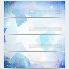 Fototapeta premium Set of modern vector banners. Abstract multicolored background. Scientific digital design, science illustration