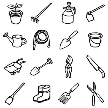 objects or icons set/ cartoon vector and illustration, hand drawn style, isolated on white background.