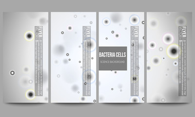 Set of modern flyers. Molecular research, cells in gray, science vector background