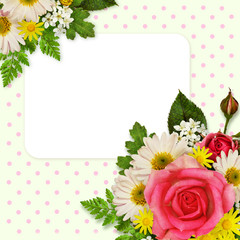 Rose, asters and wild flowers decoration for background