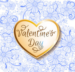 Valentine card with golden heart