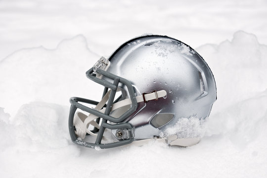 American Football Helmet In Snow