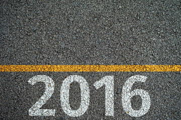 New year 2016 paint on the asphalt road