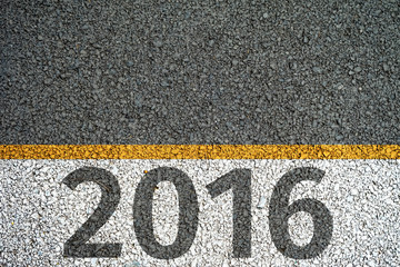New year 2016 paint on the asphalt road