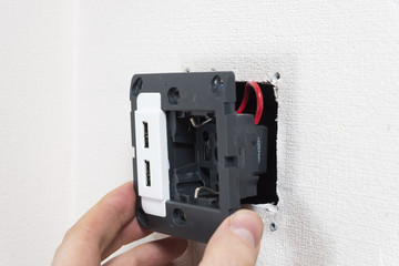 Mounting of the socket with two usb port.
