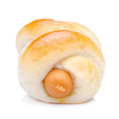 Bread with Sausage on a white background