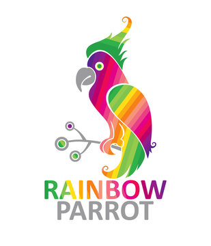 Rainbow parrot - vector design template.
