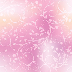 Seamless floral pattern on blurred background