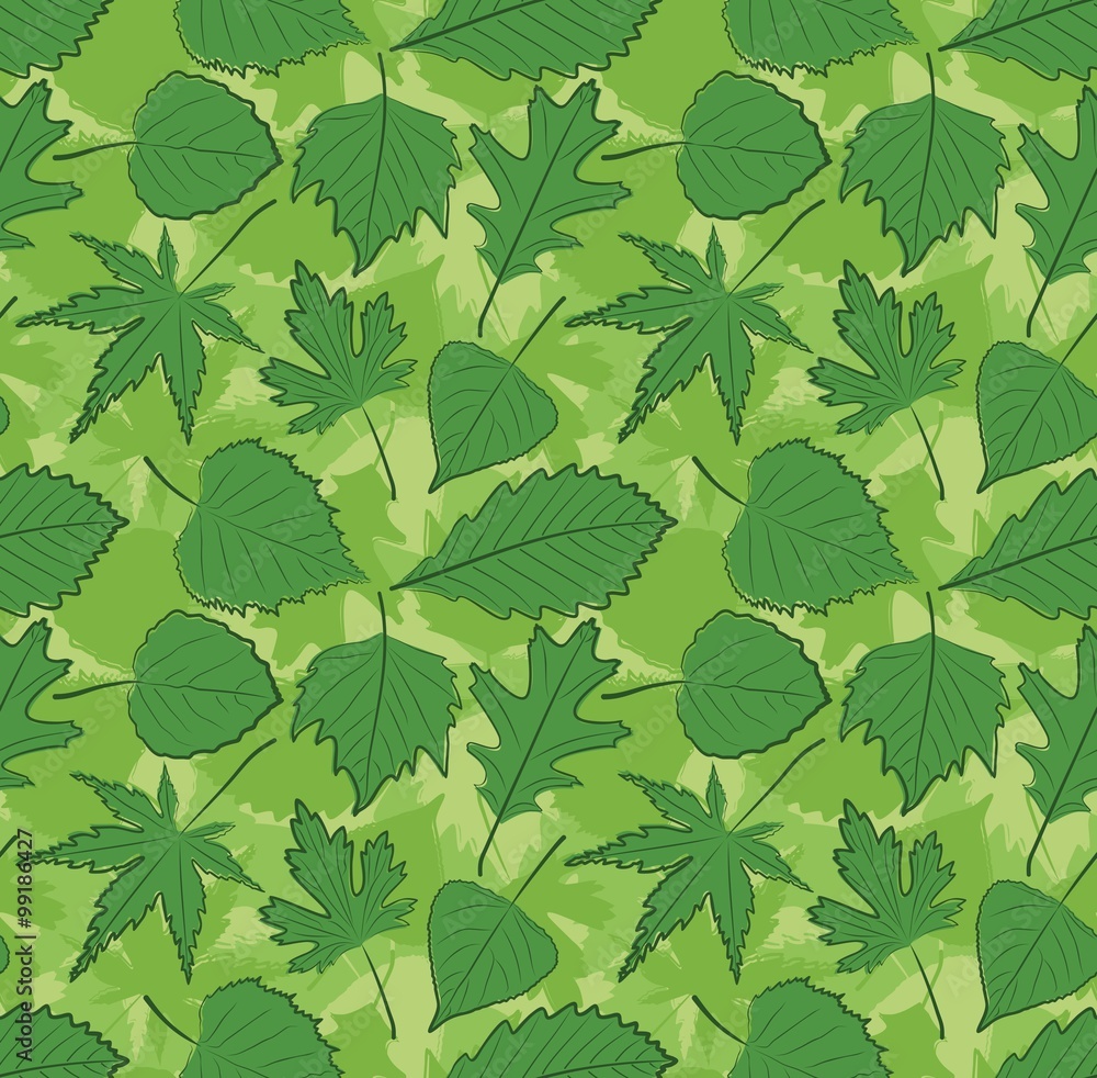 Sticker Background with leaves of trees.