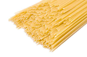 Long spaghetti on a white background