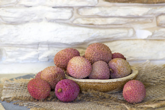 fresh lychees on a plate