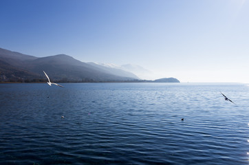 Beautiful autumn scenery in lake Ohrid