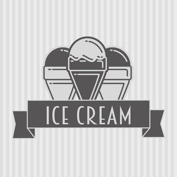 Ice Cream design concept of badge, logo or label. Illustrations for dessert menu and other food designs.