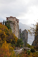 Fototapeta na wymiar Monasteries on the top of rock in Meteora, Greece