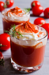 Appetizer of tomato and cream