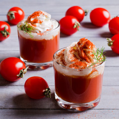 Appetizer of tomato and cream