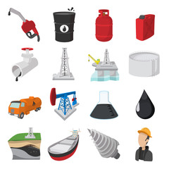 Oil industry cartoon icons