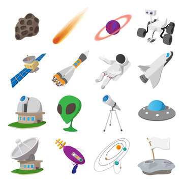 Space cartoon illustrations set