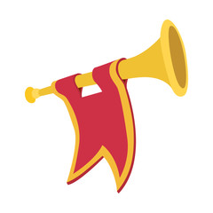 Trumpet with red flag cartoon © juliars
