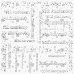 25th Anniversary Design with Gray and White Polka Dot Tile Patte