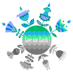 Save our Earth blue and green poster template.