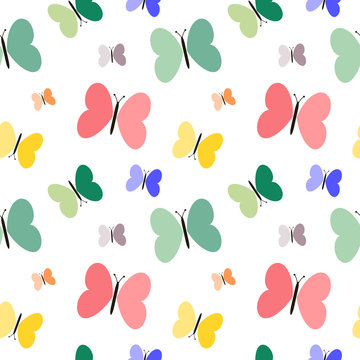 colorful vivid butterflies seamless vector pattern background illustration