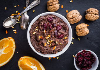 poppy seed mass with raisins, cranberries, orange peel