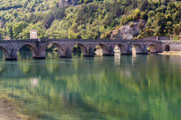 Fototapeta premium Sokollu Mehmed Pasha Bridge in Visegrad city, Bosnia and Herzegovina