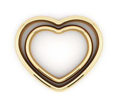 Heart shaped golden rings isolated