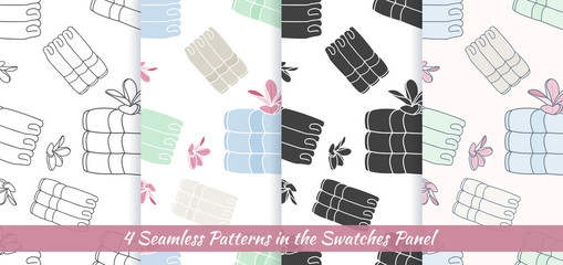 Seamless patterns with Thai massage, spa elements