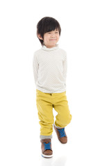little asian boy on white background isolated