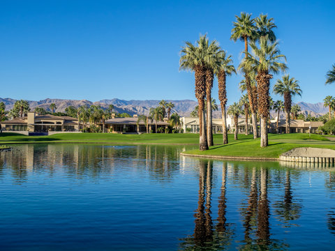 Water feature on a golf course in Palm Desert.