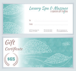 Spa, massage gift certificate template