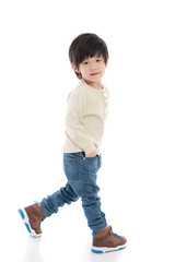 little asian boy on white background isolated