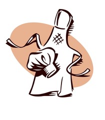 Restaurant emblem with apron and chef's hat 