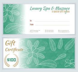 Spa, massage gift certificate template