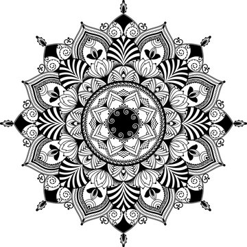mandala, zentagle inspired illustration, black and white