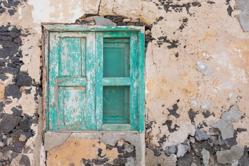 A closed old window frame