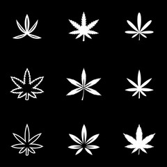 Fototapeta na wymiar Vector white marijuana icon set. Marijuana Icon Object, Marijuana Icon Picture, Marijuana Icon Image - stock vector