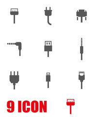 Vector grey plug icon set. Plug Icon Object, Plug Icon Picture, Plug Icon Image - stock vector