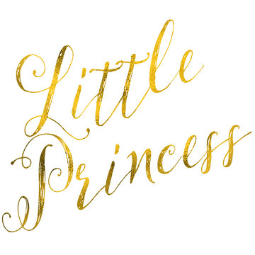 Little Princess Gold Faux Foil Metallic Glitter Quote Isolated o