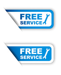 blue vector paper sticker free service (two variant)