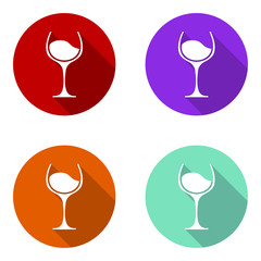set flat wine icons in four variant