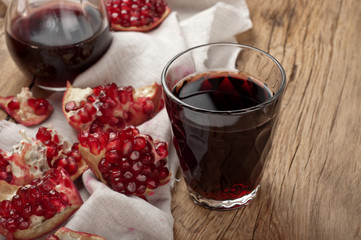 Glass of pomegranate juice