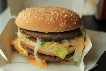 Hamburger in a carton box