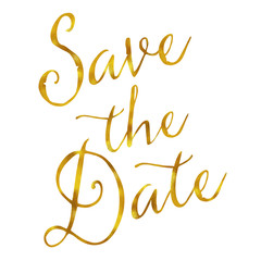 Save The Date Engagement Wedding Romantic Gold Faux Foil Metalli