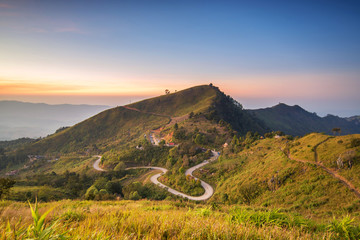 Beautiful view of sunset at doi angkhang beautiful and poppular